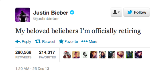 JustinBieber aposentadoria