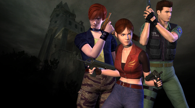 Steve, Claire e Chris em Resident Evil: Code Veronica.