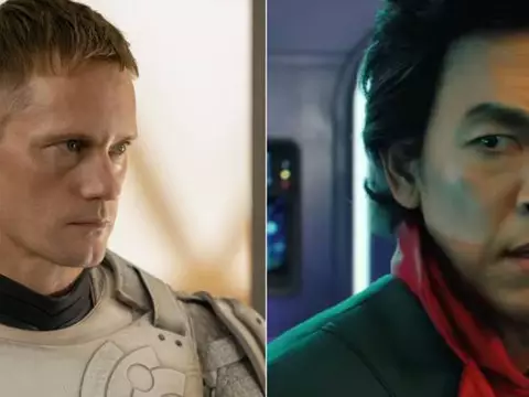 Alexander Skarsgard e John Cho em Murderbot (Reprodução)