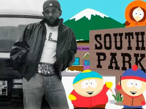 Montagem com foto de Kendrick Lamar e arte de South Park