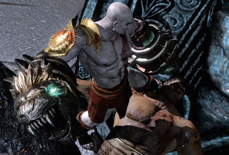 Kratos espanca Hércules em luta brutal.
