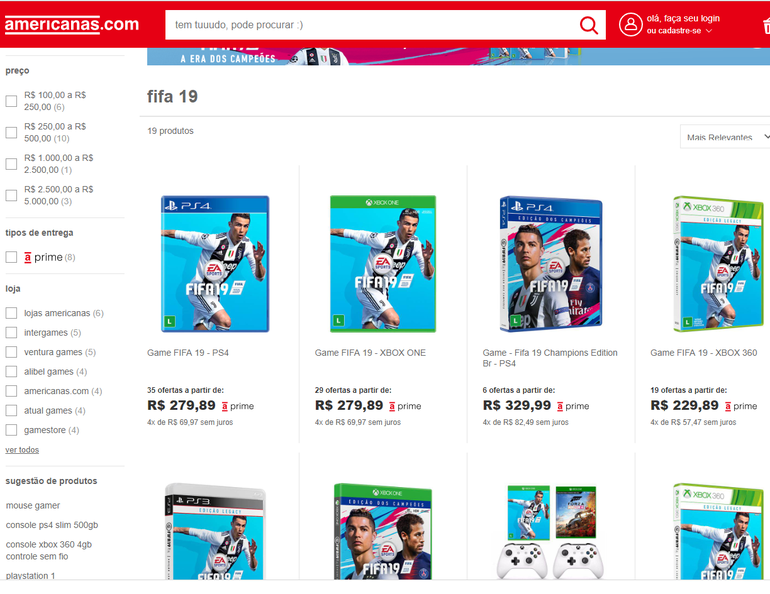 GAME FIFA 19 - XBOX ONE em Promoção na Americanas