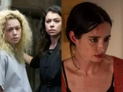 Tatiana Maslany em Orphan Black e Krysten Ritter em Orphan Black: Echoes (AMC/Divulgação)
