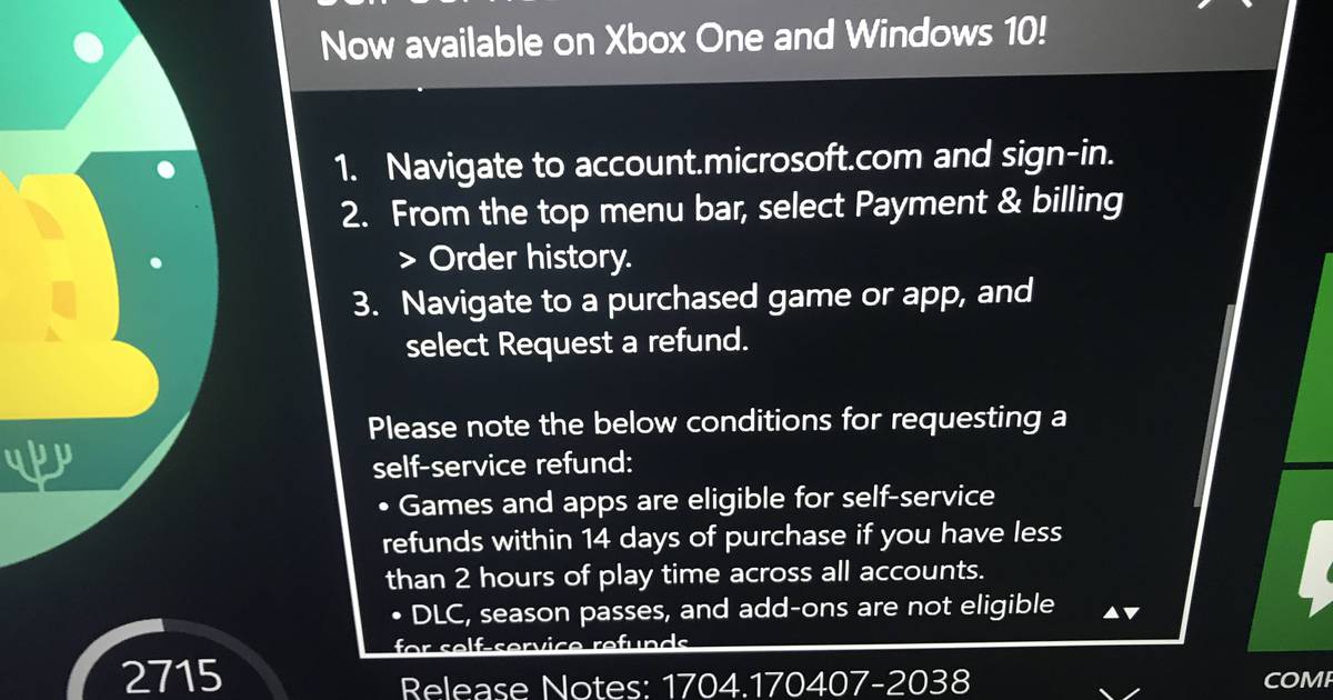 Xbox One - Microsoft testa política de reembolso de jogos digitais no Xbox  One e Windows 10 - The Enemy