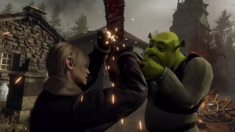 Shrek ataca Leon em mod de Resident Evil 4 Remake