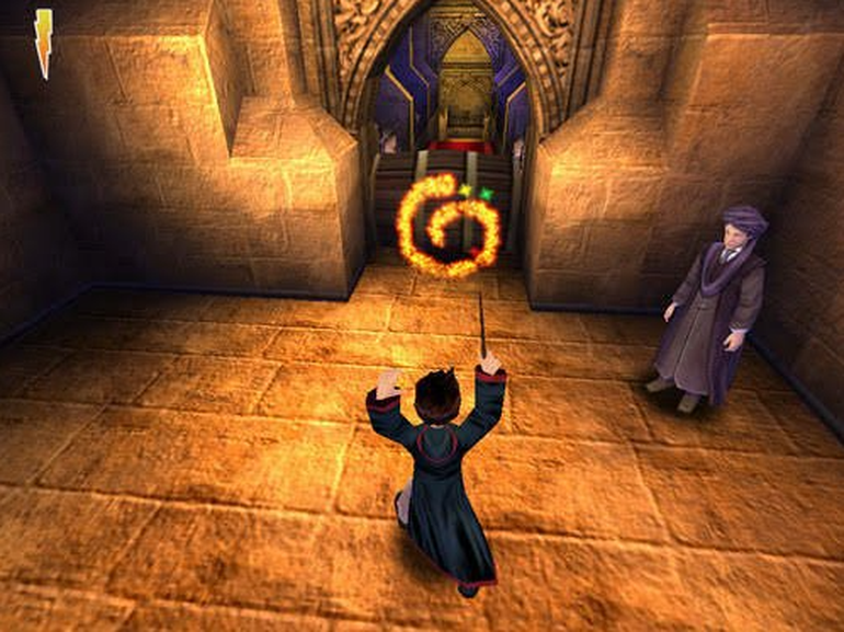 Imagem de gameplay de harry potter e a pedra filosofal no ps1