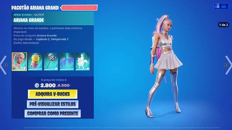 Fortnite: nova skin da Ariana Grande chega à loja; veja itens