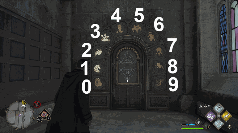 imagem de portas numeradas em hogwarts legacy
