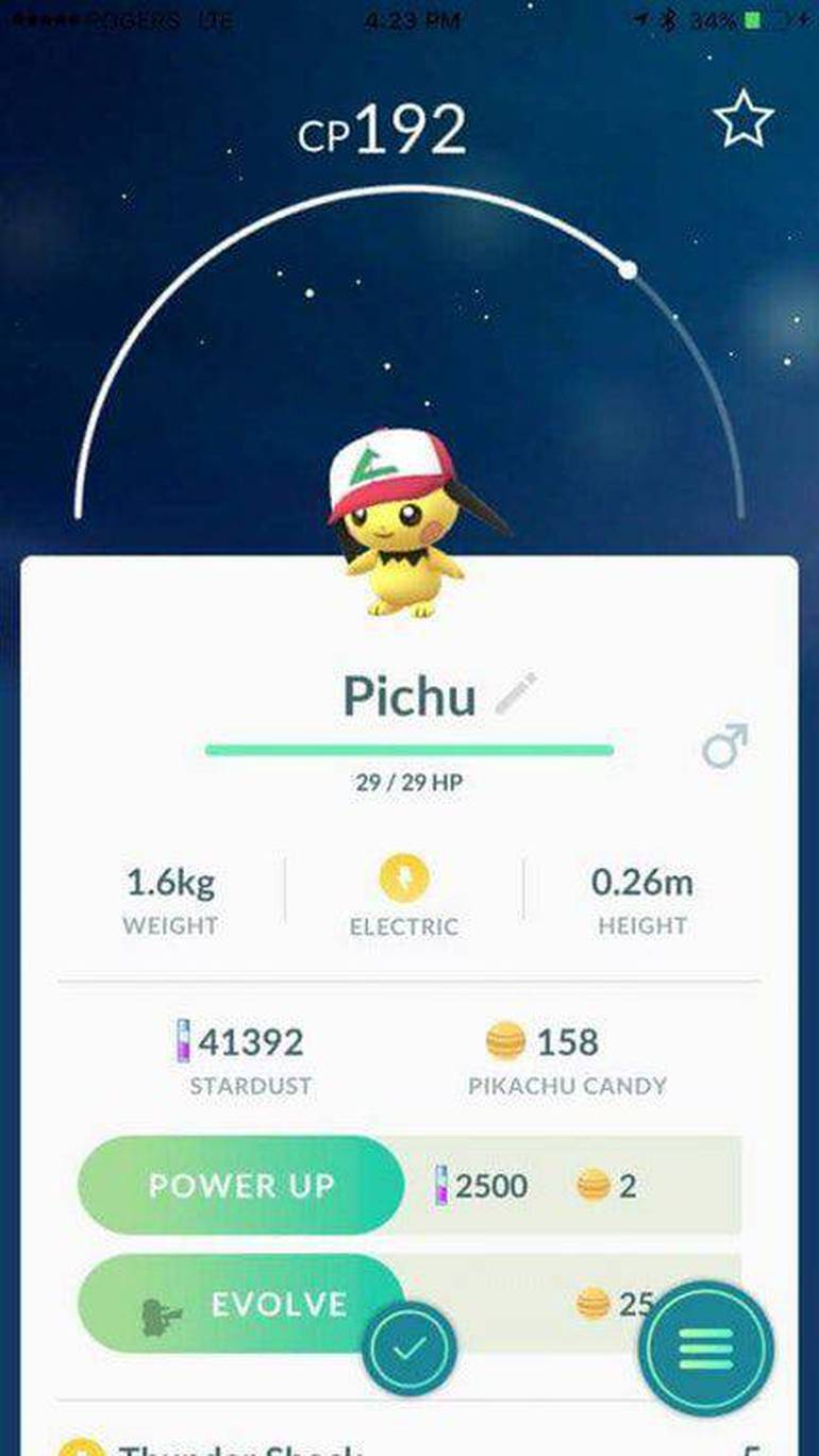 Pokémon GO Pichu boné Ash