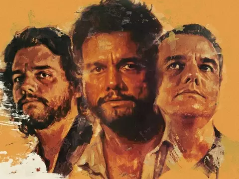 Arte de O Agente Secreto com fotos de Wagner Moura