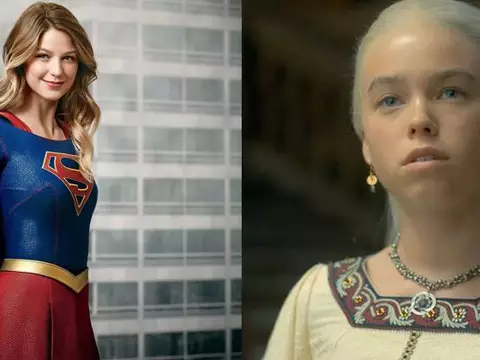 Melissa Benoist como Supergirl e Milly Alcock em A Casa do Dragão (Reprodução)
