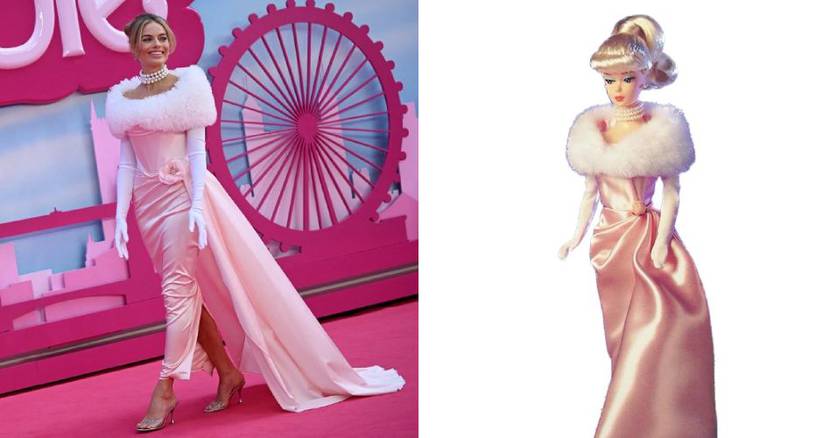 mulher usando vestido de gala longo de cetim e pele