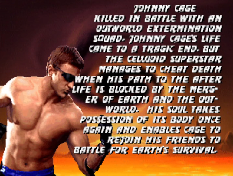 Biografia de Johnny Cage em Trilogy.