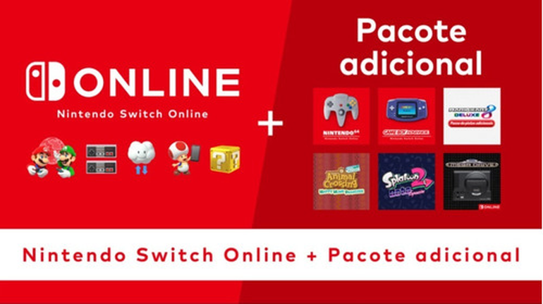 Imagem mostra o que está incluso no Nintendo Switch Online + Pacote Adicional
