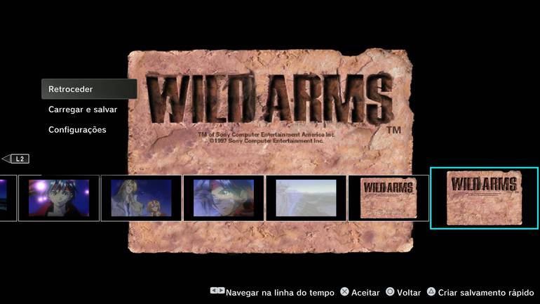 Menu de retroceder em Wild Arms.