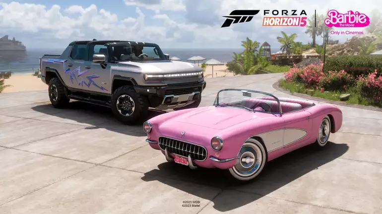 Imagem dos carros da Barbie em Forza Horizon 5
