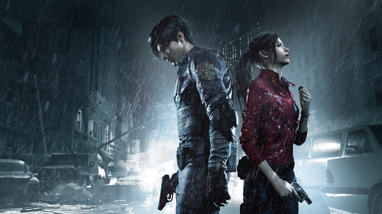 Leon e Claire em Resident Evil 2.
