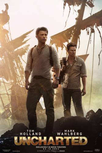 Tom Holland e Mark Wahlberg no pôster de Uncharted: Fora do Mapa (Columdia Pictures/Divulgação)