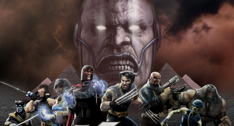 Apocalipse cercado pelos X-Men.