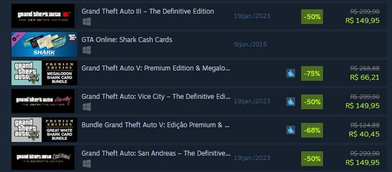 GTA: The Trilogy - Definitive Edition está de volta no Steam e